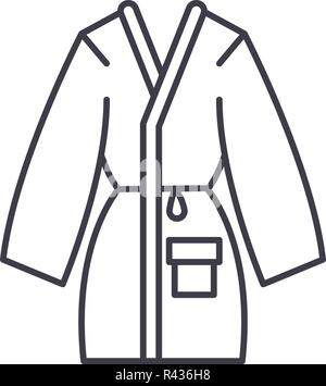 Home bathrobe line icon concept. Home bathrobe vector linear illustration, symbol, sign Stock Vector