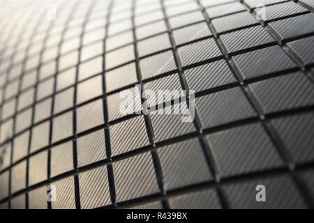 Abstract of lines, patterns, squares, curves, bending grid fading to infinity Stock Photo