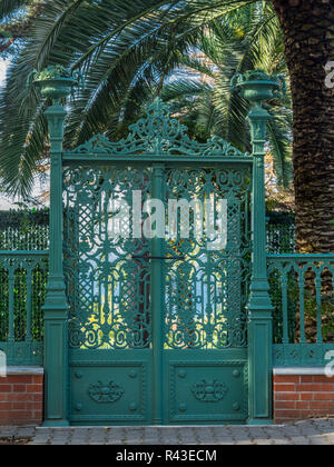 Istanbul, Turkey, October 22, 2013: Ornate wrought iron gate at the entrance to a villa on Buyukada, one of the Princes Islands. Stock Photo