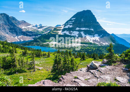 logan pass trail in Glacier national park on sunny day,Montana,usa. Stock Photo