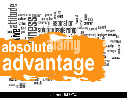 Absolute advantage word cloud with orange banner Stock Photo