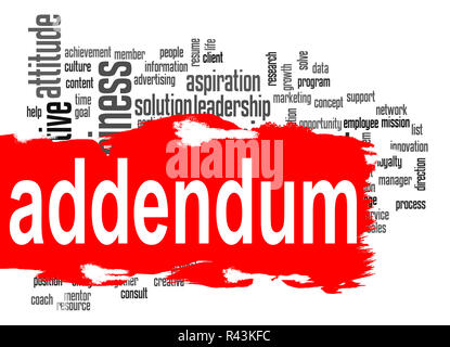 Addendum word cloud with red banner Stock Photo