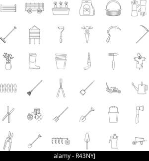 Garden wheelbarrow outline icons. Black and white empty garden ...