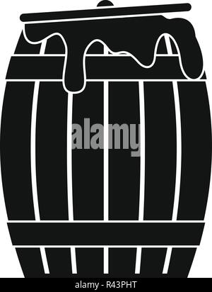 Honey barrel icon. Simple illustration of honey barrel vector icon for web design isolated on white background Stock Vector