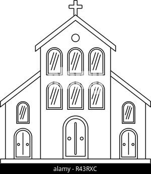 Catholic church icon. Outline illustration of catholic church vector icon for web design isolated on white background Stock Vector