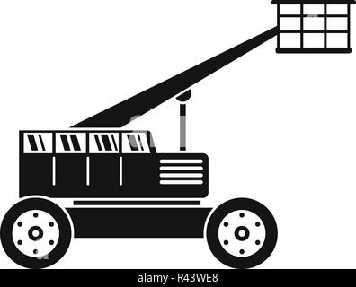 Basket lift truck icon. Simple illustration of basket lift truck vector icon for web design isolated on white background Stock Vector