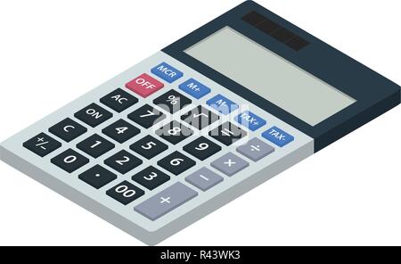 Calculator icon. Isometric of calculator vector icon for web design isolated on white background Stock Vector