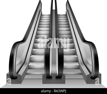 Escalator stairs mockup. Realistic illustration of escalator stairs vector mockup for web design isolated on white background Stock Vector