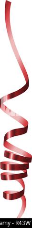 Red coil ribbon mockup. Realistic illustration of red coil ribbon vector mockup for web design isolated on white background Stock Vector
