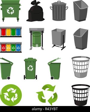 Colorful cartoon trash element set Stock Vector