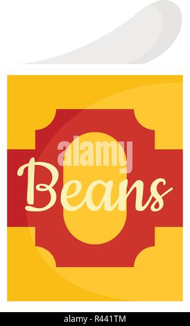Beans tin can icon. Flat illustration of beans tin can vector icon for web isolated on white Stock Vector