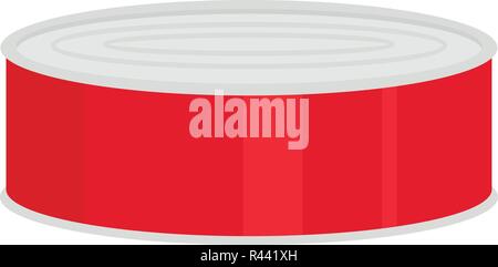 Fish in tomato tin can icon. Flat illustration of fish in tomato tin can vector icon for web isolated on white Stock Vector