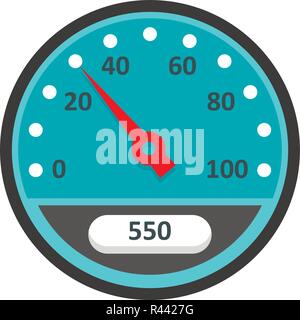 Blue speedometer icon. Flat illustration of blue speedometer vector icon for web isolated on white Stock Vector