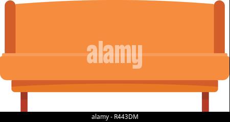 Orange small sofa icon. Flat illustration of orange small sofa vector icon for web isolated on white Stock Vector