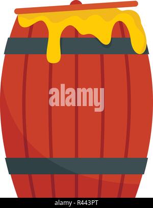 Wood honey barrel icon. Flat illustration of wood honey barrel vector icon for web isolated on white Stock Vector