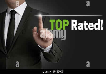 top rated touchscreen of businessman operated concept Stock Photo