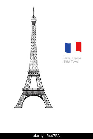 vintage retro Eiffel tower set card Stock Photo - Alamy