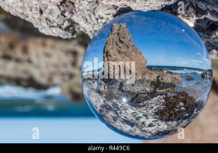 mirrored scotland's coast in a glass ball Stock Photo