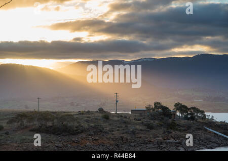 Vibrant Sunset over Lake Jindabyne in Australia Stock Photo