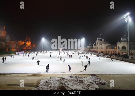 Ice Rink in Budapest Stock Photo