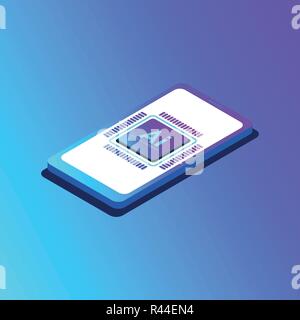 Artificial intelligence CPU on smartphone concept design, Ai next technology. Vector illustration Stock Vector