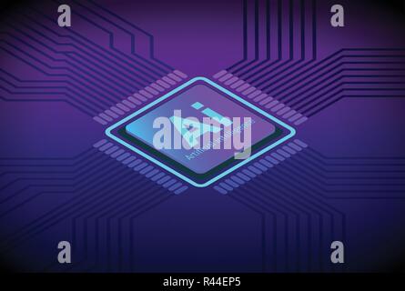 The vector of CPU Artificial Intelligence future technology isometric flat concept. Stock Vector