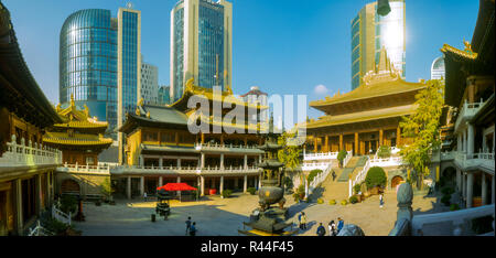 Jing'an Temple Chinese Buddhist temple on the West Nanjing Road in Shanghai China Stock Photo