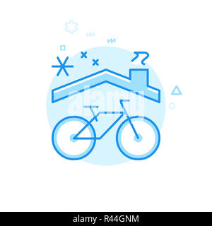 Bike Winter Storage Flat Icon. Bicycle Accessory Symbol, Pictogram, Sign. Light Flat Style. Blue Monochrome Design. Editable Stroke. Adjust Line Weigh Stock Photo