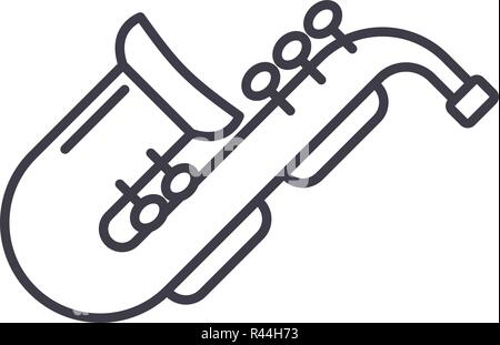 Jazz saxophone line icon concept. Jazz saxophone vector linear illustration, symbol, sign Stock Vector