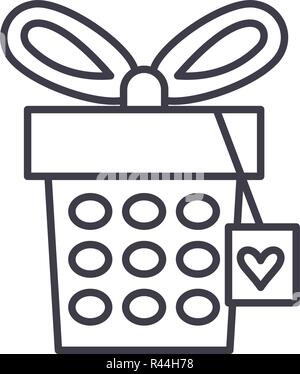 Jewelery box line icon concept. Jewelery box vector linear illustration, symbol, sign Stock Vector