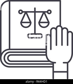 Law and order line icon concept. Law and order vector linear illustration, symbol, sign Stock Vector