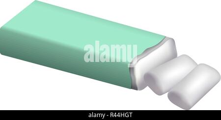 Pack of chewing gum mockup. Realistic illustration of pack of chewing gum vector mockup for web design isolated on white background Stock Vector