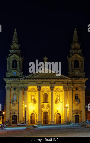 St. Publius church in Floriana Pjazza San Publju Square in Valletta, European island state of Malta Stock Photo