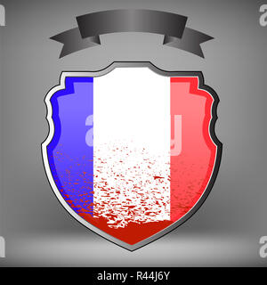 French Shield and Black Ribbon Stock Photo