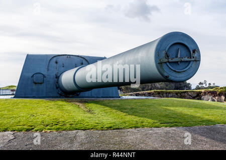 Coastal battery cannon in Monte de San Pedro, La Coruna Stock Photo