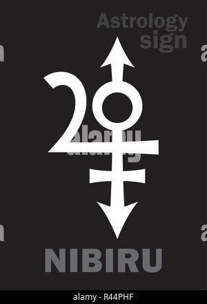Astrology Alphabet: NIBIRU, Orphan planet, Rogue planet of Anunnaki. Hieroglyphics character sign (original single symbol). Stock Vector