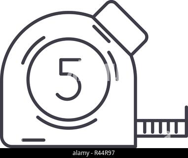Measuring tape line icon concept. Measuring tape vector linear illustration, symbol, sign Stock Vector