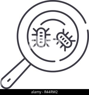Microbial analysis line icon concept. Microbial analysis vector linear illustration, symbol, sign Stock Vector
