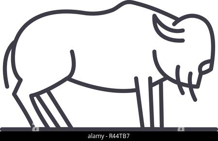 Musk ox line icon concept. Musk ox vector linear illustration, symbol, sign Stock Vector