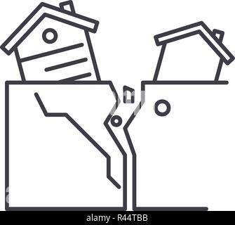 Natural disasters line icon concept. Natural disasters vector linear illustration, symbol, sign Stock Vector