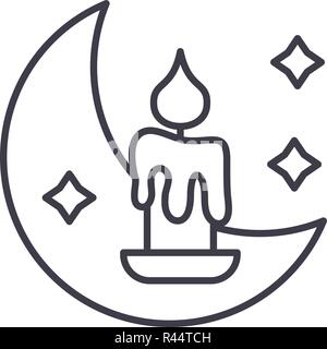 Night time line icon concept. Night time vector linear illustration, symbol, sign Stock Vector