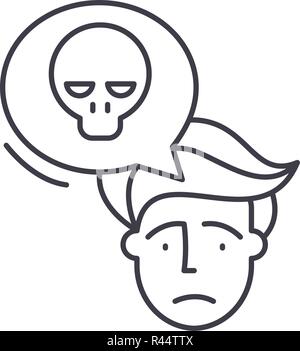 Panic attack icons set outline vector. Panic anxiety. Attack symptoms ...