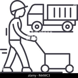 Production cycle line icon concept. Production cycle vector linear illustration, symbol, sign Stock Vector