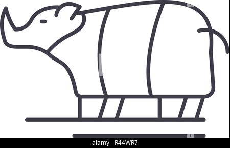 Rhinoceros line icon concept. Rhinoceros vector linear illustration, symbol, sign Stock Vector