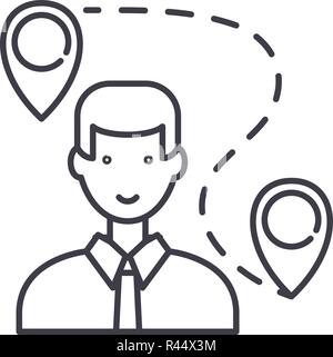 Search for a solution line icon concept. Search for a solution vector linear illustration, symbol, sign Stock Vector
