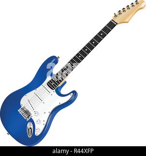 Blue electric guitar, classic. Stock Vector