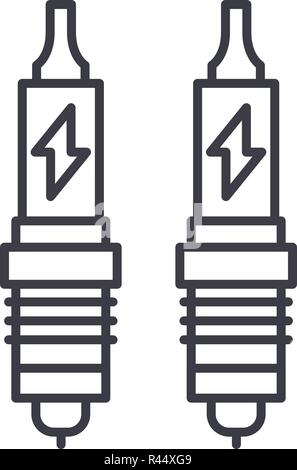 Spark plug line icon concept. Spark plug vector linear illustration, symbol, sign Stock Vector