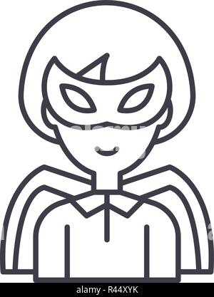 Super hero line icon concept. Super hero vector linear illustration, symbol, sign Stock Vector