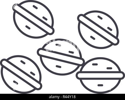 Sweet nuts line icon concept. Sweet nuts vector linear illustration, symbol, sign Stock Vector