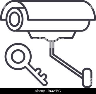 Video alarm line icon concept. Video alarm vector linear illustration, symbol, sign Stock Vector